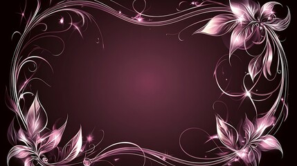 Floral frame, glowing leaves