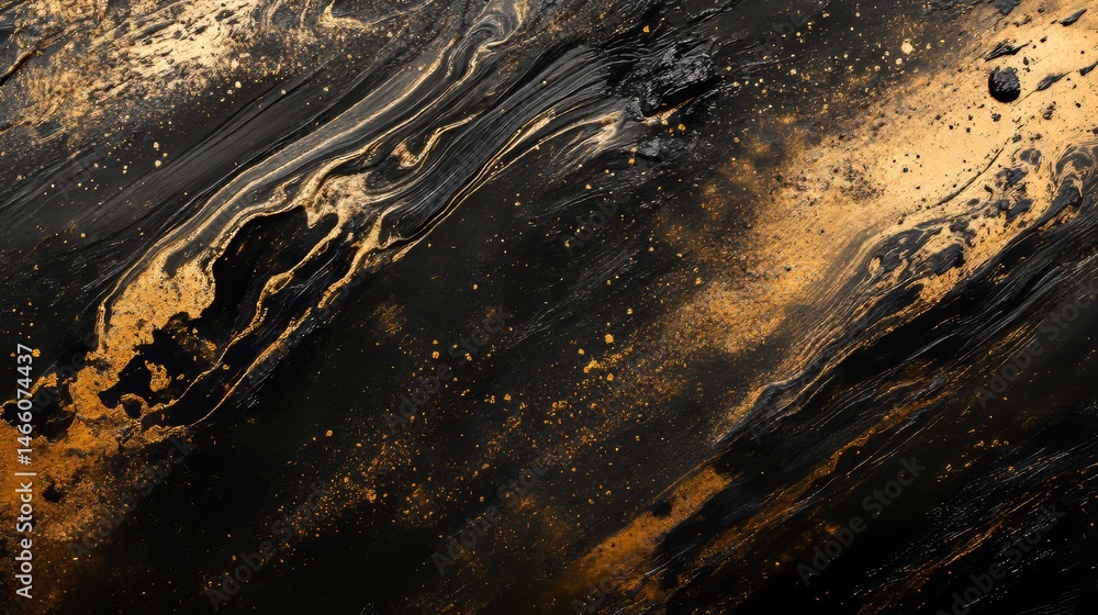 Aufkleber elegant abstract black and gold texture background with flowing pattern