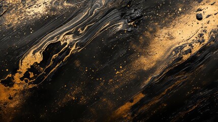 Elegant Abstract Black and Gold Texture Background with Flowing Pattern