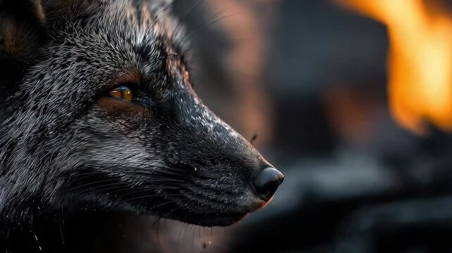 Close up profile of a silver fox profile picture with a blurred background