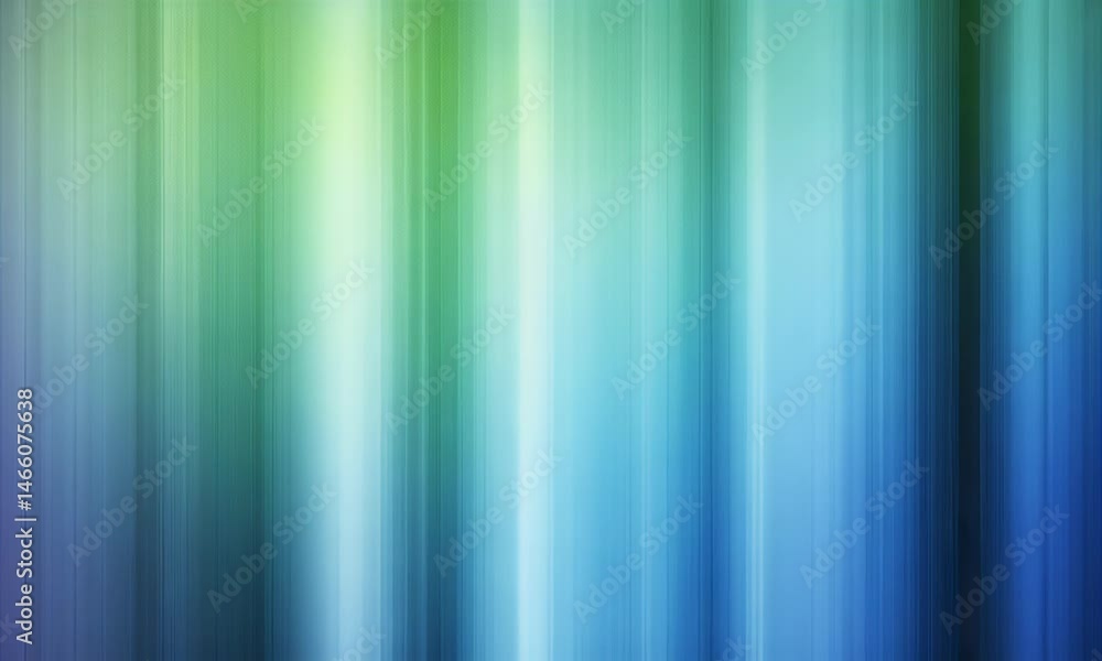 Poster blue and green gradient background, with vertical lines of light in the center, creating an abstract