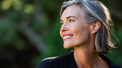 Fototapeta premium Quiet laughter of a person in a peaceful nature setting gigapixel standard scale captured moment