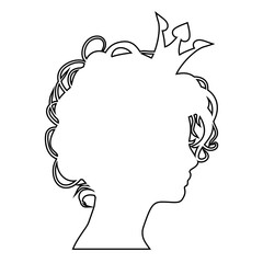 Profile view silhouette of a princess or queen. Cute girl portrait. Fashion branding emblem.