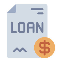 loan bill flat icon with payment document and cash