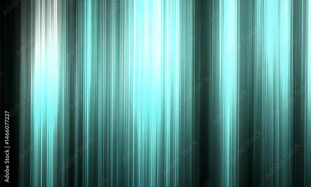 Poster blue and green gradient background, with vertical lines of light in the center, creating an abstract