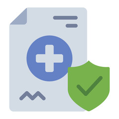 document flat icon with shield for insurance policy