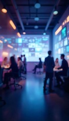 Naklejka premium Generative AI Depicts a Futuristic Control Room with Blurred Figures