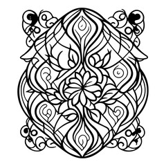 Intricate symmetrical botanical design with elaborate line work and ornate embellishments