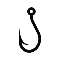 Simple Vector Icon of a Fishhook with a Worm