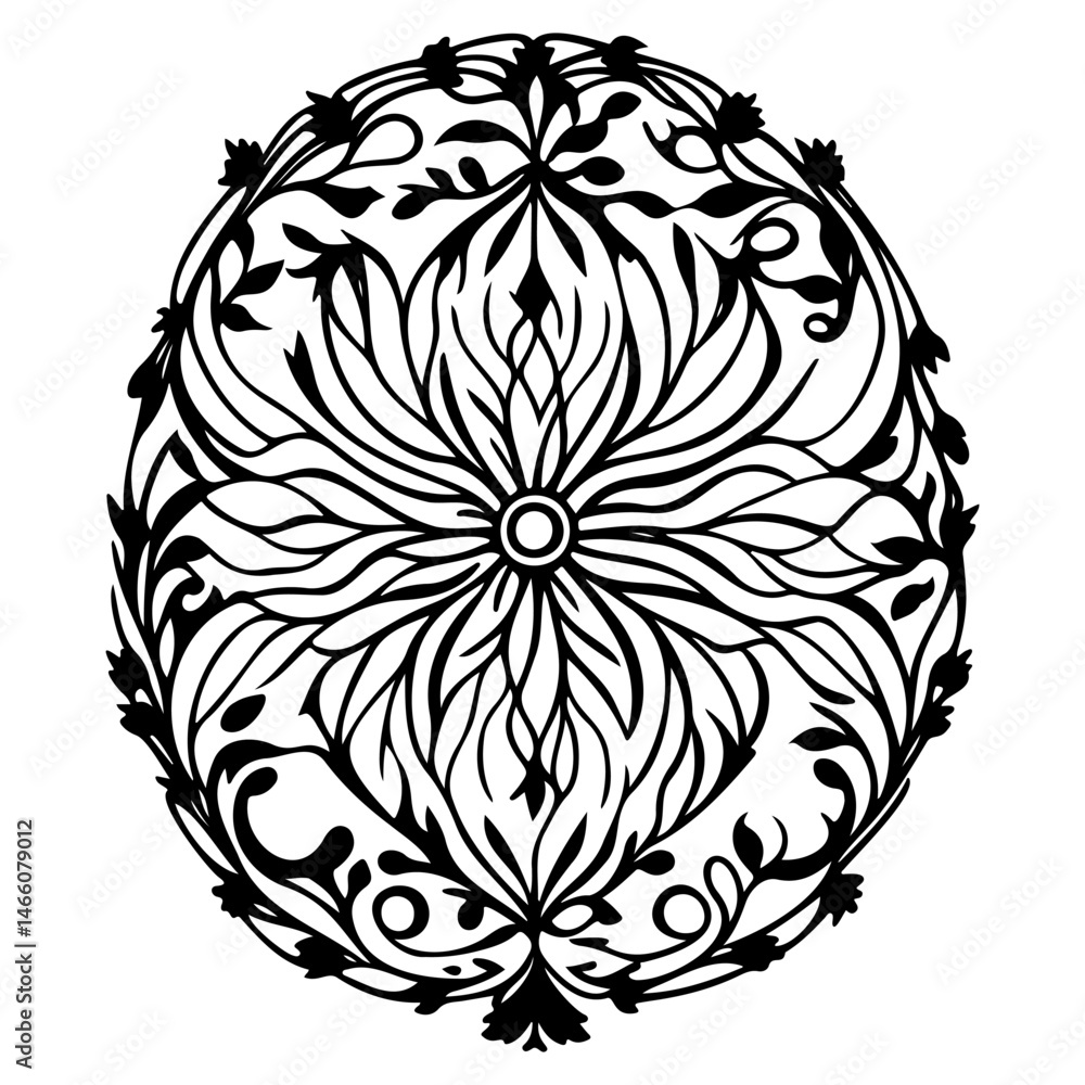 Poster abstract botanical design with intricate details and elegant floral patterns