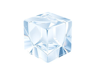 Transparent Ice Cube with Faceted Surfaces