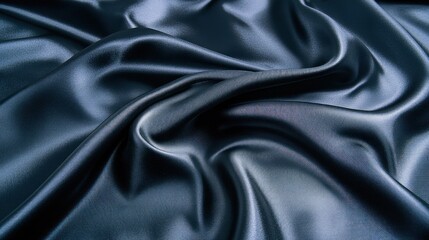 Obraz premium Draped dark blue satin fabric texture