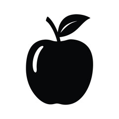 apple vector silhouette icon, black and white illustration of food.