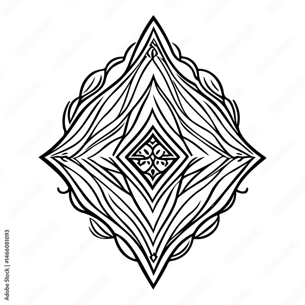 Poster intricate diamond shape in linear graphic form with symmetrical composition