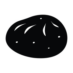 baked potato vector silhouette icon, black and white illustration of food.