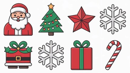 Christmas Icons Collection – Santa, Gifts, Candy Cane, Snowflakes & Holiday Decorations
