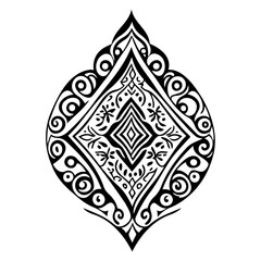 Intricate Black and White Abstract Ornamental Design with Delicate Details