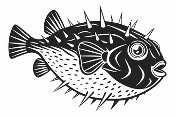 pufferfish sihouette black vector © MK