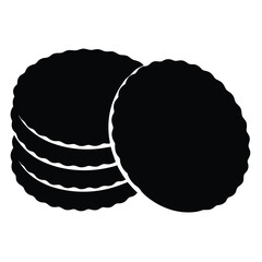 biscuit vector silhouette icon, black and white illustration of food.