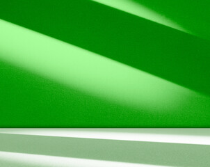 Green background light shadow leaves abstract nature on blur wall cement podium product, studio...