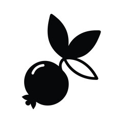 blueberries vector silhouette icon, black and white illustration of food.