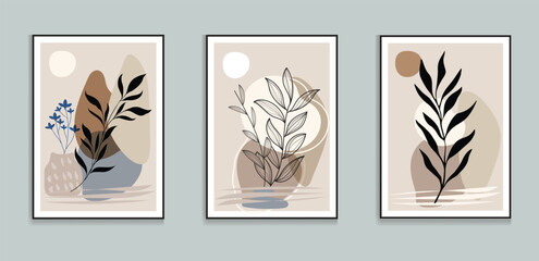 Abstract Botanical Wall Art Prints vector