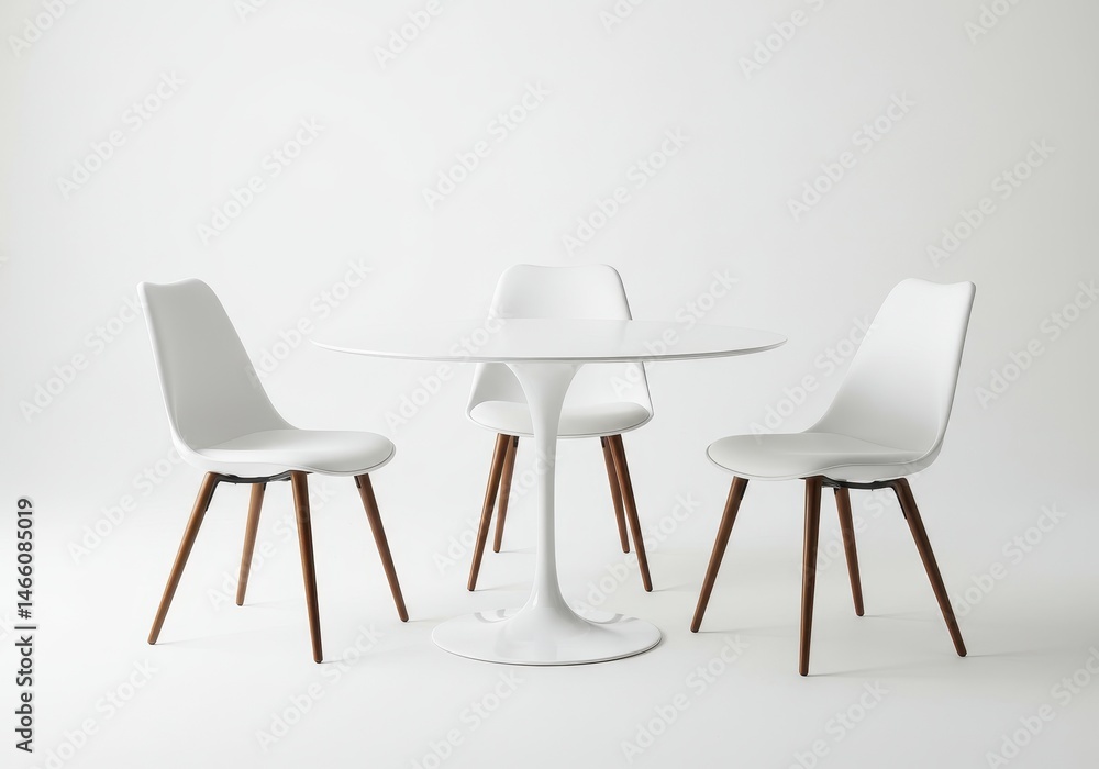 Aufkleber white round table with tulip base and chairs isolated on light background