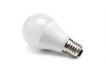 White led light bulb lying on its side against a white background