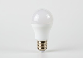 Close up of a white led light bulb on a white background
