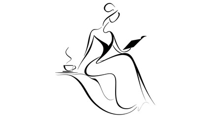 A woman is sitting on a chair with a book in her hand