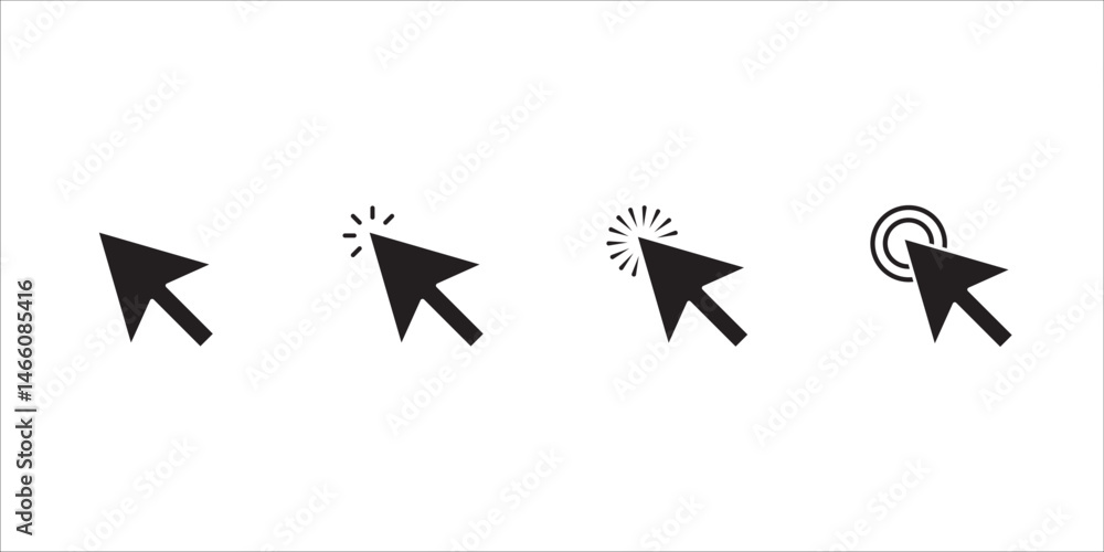 Aufkleber click arrow icon. cursor arrow icon with a clicking effect. represents a computer mouse click, indic