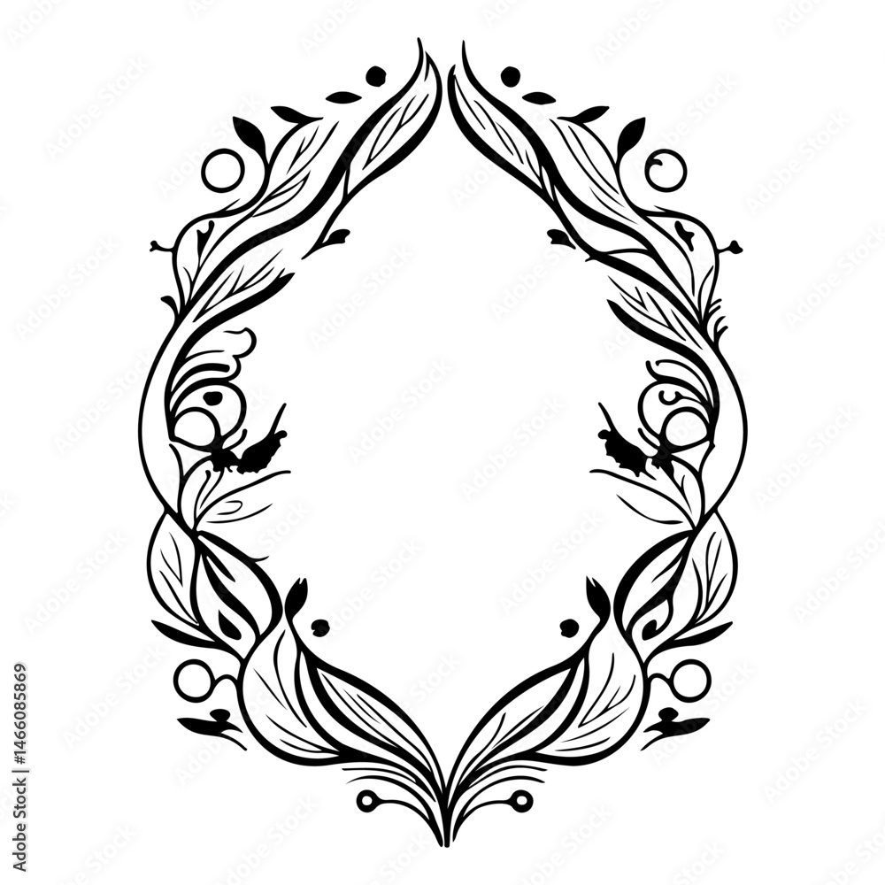 Poster elegant botanical frame with intricate foliage design for creative projects