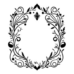 Elegant Botanical Frame: A Floral Border with Intricate Design for Graphic Projects