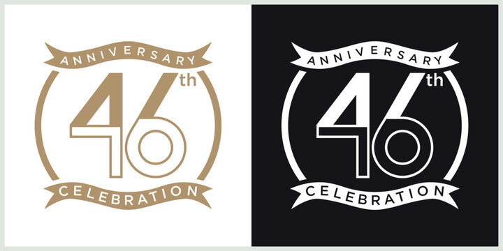 anniversary 46th logotype vector with brown and white color for special celebration day