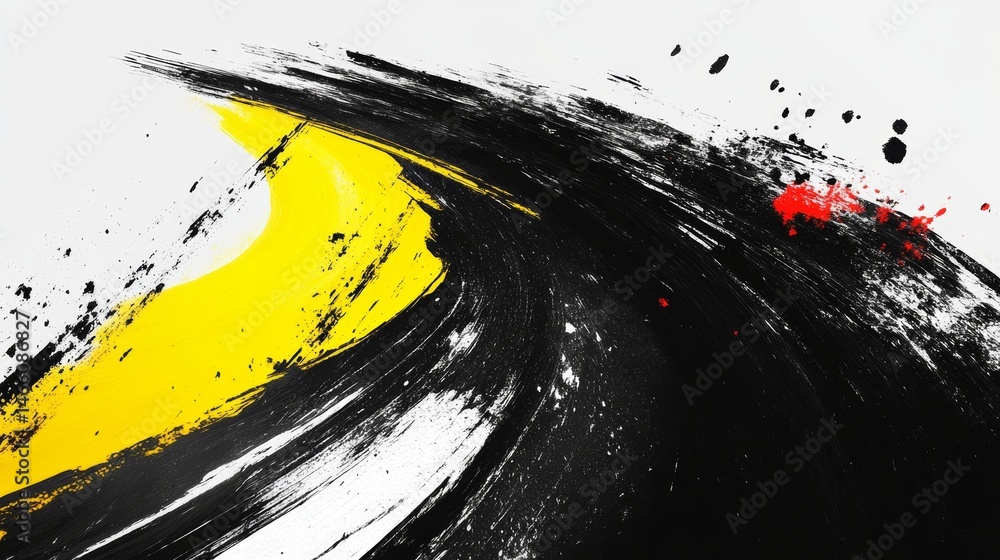 Poster energetic abstract strokes composition with dynamic contrast and texture