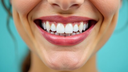 Naklejka premium Close-up of a radiant, healthy smile, showcasing pearly white teeth and healthy gums , beauty, dental health, bright
