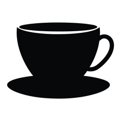 cup of coffee vector silhouette icon, black and white illustration of food.