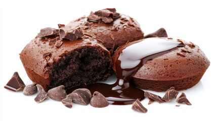 Chocolate cakes with chocolate sauce