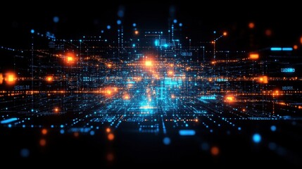 Naklejka premium Abstract glowing network visualization future technology futuristic design data stream connection artificial intelligence and quantum computing