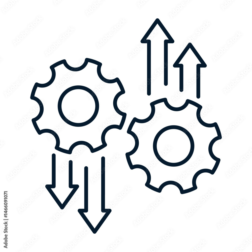 Poster concept optimization process. vector linear icon isolated on white background.