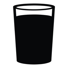 glass of milk vector silhouette icon, black and white illustration of food.