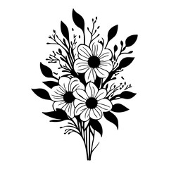 Elegant floral arrangement in monochrome, evoking classic botanical art