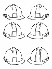 A yellow hard hat line art drawing style.eps