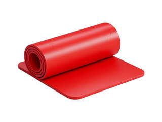 Red fitness pilate mat ,plastic style icons 3d rendering isolated on white  background. PNG transparent,
