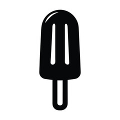 ice pop vector silhouette icon, black and white illustration of food.