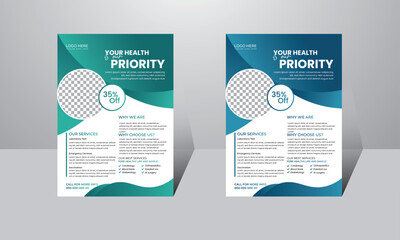 Corporate healthcare and medical cover and back page a4 flyer design ,Healthcare medical flyer design template