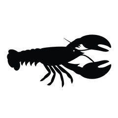 lobster tail vector silhouette icon, black and white illustration of food.