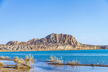 The sacred blue holy lake of the Mongolian ethnic group - an inland saltwater lake 