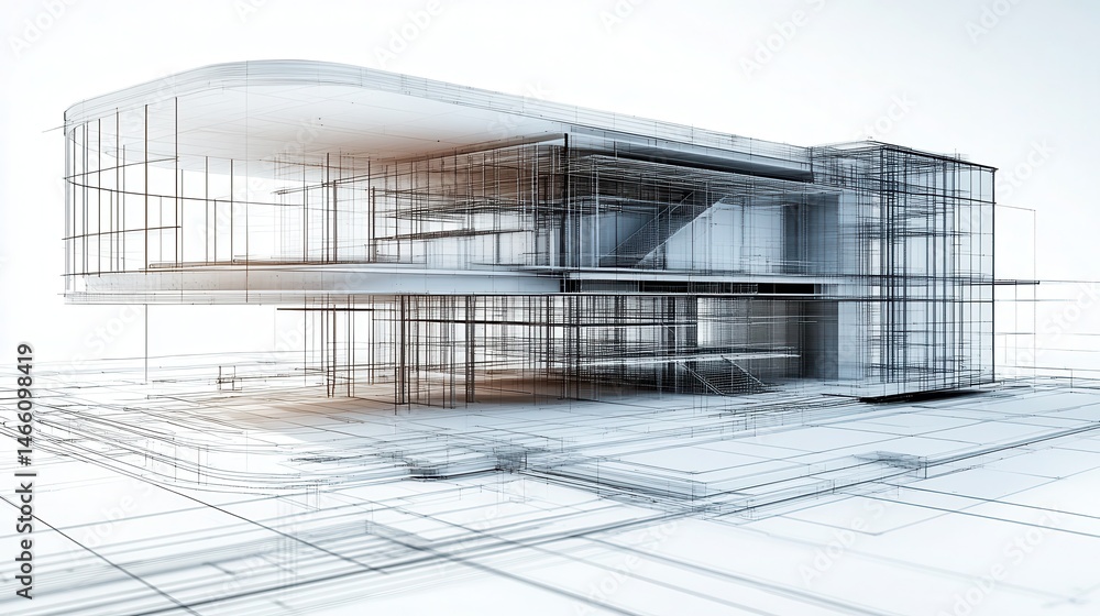 Poster abstract home design rendering futuristic architectural visualization modern building exterior bluep
