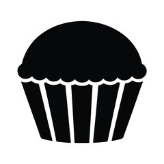muffin vector silhouette icon, black and white illustration of food.